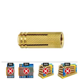 Taco de latón me m4 ø5 x 16 mm, caja 100 uds
