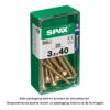 Caja 20 unid. tornillo madera spax cabeza plana yellox 3,5x40mm spax