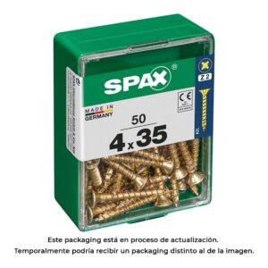 Caja 50 unid. tornillo madera cabeza plana yellox 4,0x35mm spax