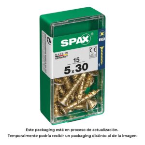 Caja 15 uds. tornillo madera spax cab. plana yellox 5,0x30mm spax
