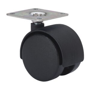 Rueda giratoria con placa y eje liso, color negro, carga máx. 50 kg, ø 5 cm