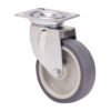Rueda giratoria de goma con placa y eje liso, color gris, carga máx. 60 kg. ø 8 cm