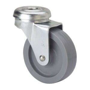Rueda giratoria con agujero y eje liso, color gris, carga máx. 22 kg, ø 4 cm