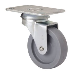 Rueda giratoria con placa y eje liso, color gris, carga máx. 22 kg, ø 4 cm