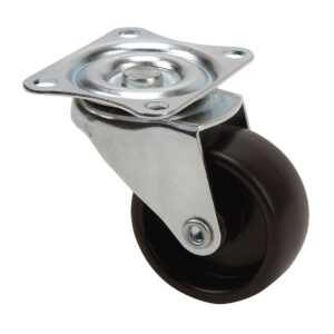 Rueda giratoria con placa y eje liso, color negro, carga máx. 30 kg, ø 5 cm