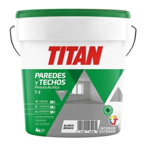 Pintura plástica acrílica estirenada interior/exterior, t-3 blanco, mate 4 l