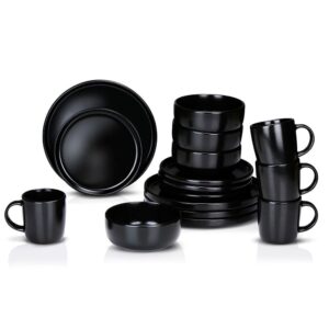 Vajilla 16 piezas negra cerámica