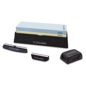 Piedra para afilar 1000/3000 con base, dos guias y rectificador