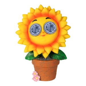 Figura solar girasol amarillo - 15,5 x 10,5 x 21,5 cm
