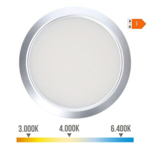 Downlight ajustable led superficie/empotrar 20 w 2050 lm, marco cromo, 3cct, ø22,5cm