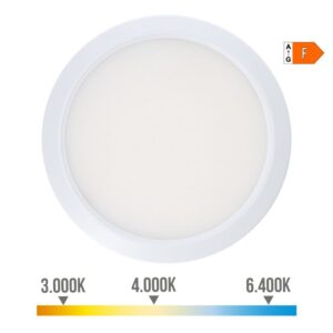 Downlight ajustable led superficie/empotrar 20 w 2050 lm, marco blanco, 3cct, ø22,5 cm