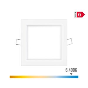 Mini downlight led empotrable cuadrado 6 w 6400 k luz fria color blanco 11,7 x 1 x 11,7 cm