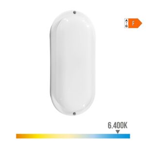 Aplique led oval con sensor crepuscular y de movimiento 18 w 1820 lm 6.400 k 23 x 10,2 x 4,5 cm