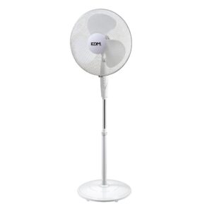 Ventilador de pie base circular, blanco, potencia 45 w - 55,6 db - aspas ø40 cm, altura regulable 110-130 cm