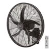 Ventilador pared mando a distancia, negro, potencia 100 w - 64,7 db - aspas ø45 cm
