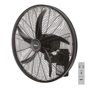Ventilador pared mando a distancia, negro, potencia 100 w - 64,7 db - aspas ø45 cm