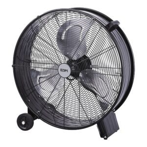 Ventilador industrial de suelo, con ruedas, negro 180 w - 59,8 db - ø65 cm