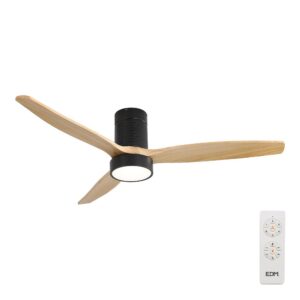 Ventilador de techo modelo inteligente kara con 3 aspas color blanco ø132cm luz led 3000/4000/6000k, 3cct, 30 w, negro