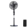 Ventilador de pie mando a distancia, negro, potencia 60 w - 62,9 db - aspas ø40 cm, altura regulable 110-130 cm