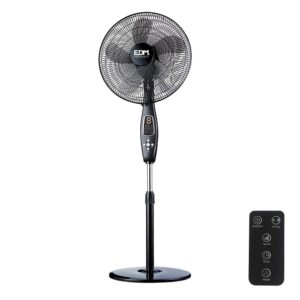 Ventilador de pie mando a distancia, negro, potencia 60 w - 62,9 db - aspas ø40 cm, altura regulable 110-130 cm