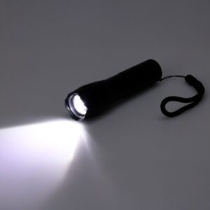 Linterna led aluminio 12,5 cm, con zoom, 3 x aaa (no incluidas), negra, 125 x 30 x 30 mm