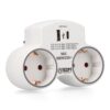 Adaptador 2 tomas 2p+t schuko con 2 usb (a + c), blanco
