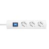 Base múltiple 3 tomas duoversal con interruptor, 1,4 m cable h05vv-f 3g1,5 mm², 16a 250v~, blanca