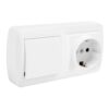 Base fija 2p+t 16a 250v + conmutador/interruptor 10ax 250v superficie mural 148 x 72 x 42 mm