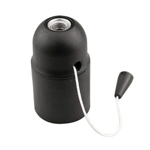 Portalamparas roscado liso con tirador e27 negro