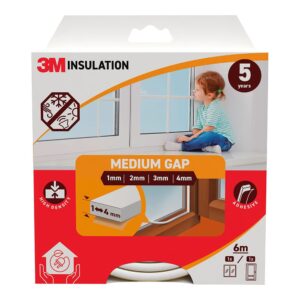 Burlete de aislamiento clásico para huecos medianos de 1 - 4 mm, blanco, 6 m