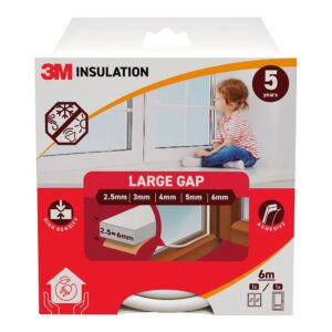 Burlete de aislamiento clásico para huecos grandes de 2,5 - 6 mm, blanco, 6 m
