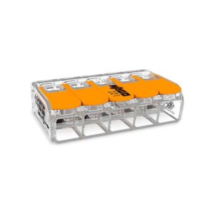 Conector rápido con palanca 5 vias, ø maximo 6 mm², 450 v , 41 a - transparente - 36 x 21,1 x 10,1 mm