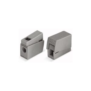 Conector rápido en linea presilla 2 vias, 1 rígido + 1 rígido, semirígido o flexible - ø máximo 2,5 mm², gris