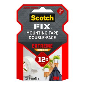 Cinta doble cara de montaje extreme para interiores, máx 12 kg, 19mmx1,8m
