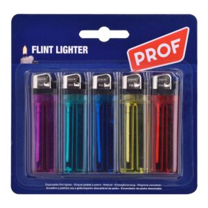 Encendedor de piedra desechable, colores surtidos, blister 5 uds