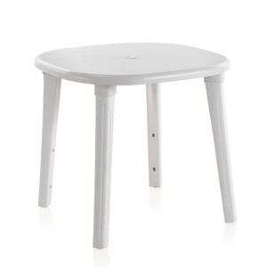 Mesa ovalada cancún, color blanco, para exterior 80 x 80 x 73 cm