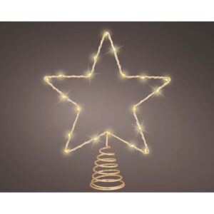 Adorno estrella para árbol navidad, dorada, 20 led, 23 x 6 x 25,5 cm