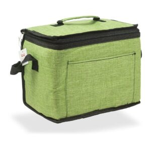 Nevera tipo bolsa 10 l diseño tejana verde con ribete y asa negra, 28 x 22 x 16 cm