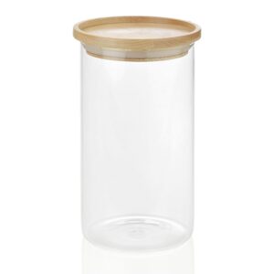 Bote de vidrio / madera ø9,5 x 17,5 cm