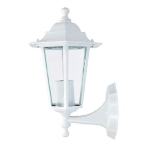 Aplique exterior zurich de aluminio y cristal e27 60 w sin bombilla, color blanco, luz hacia arriba