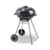 Barbacoa metalica negra de pie con tapa y ruedas ø41 x 70 cm