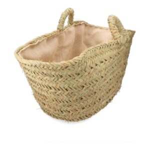 Cesta oval forrada para leñero de esparto, 60 x 35 x 45 cm