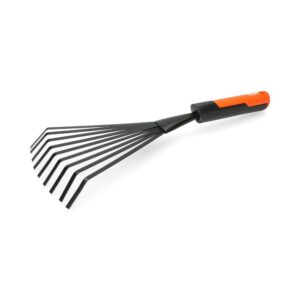 Rastrillo de jardinería color gris/naranja 38 cm