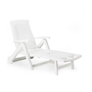 Tumbona plegable con ruedas zircone color blanco 72 x 195 x 101 cm