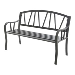Banco de hierro para exterior, 123 x 53 x 86 cm, antracita