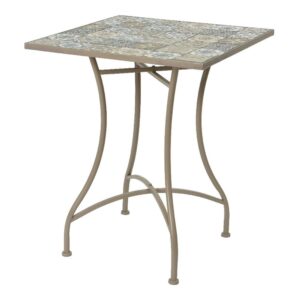 Mesa metálica/mosaico bistro, color marrón, para exterior, 58 x 58 x 72 cm
