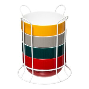 Tazones modelo petit déjuni colores surtidos 500 ml, 4 uds + soporte