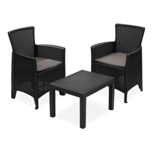 Conjunto jardín forest 3 piezas antracita + cojines