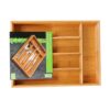 Organizador de cubiertos extensible de bambú con 6 compartimentos - 35 x 25-39,2 x 4,5 cm