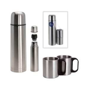 Termo 1l con 2 tazas inoxidable